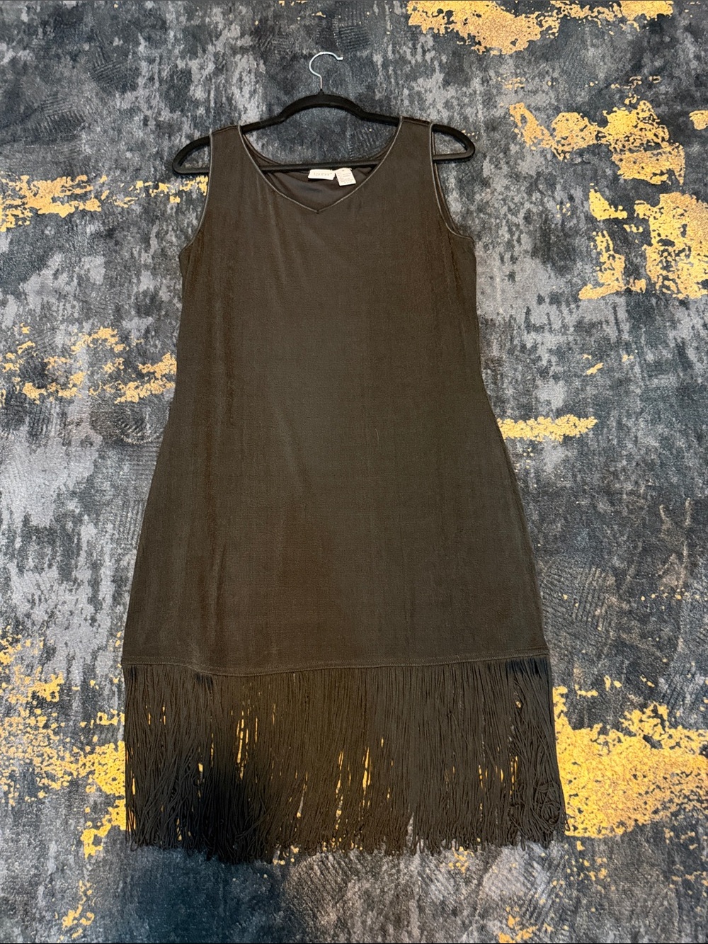 Together Black Sleeveless Fringe Hem Mini Dress
